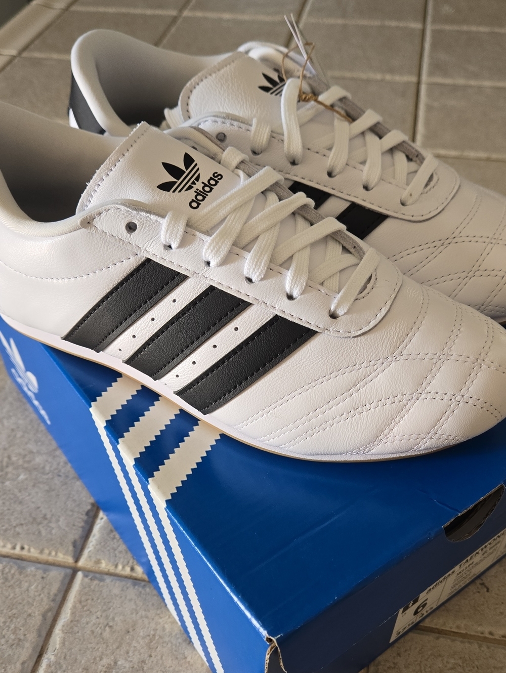 adidas White and Black Leather Sneakers TAEKWONDO